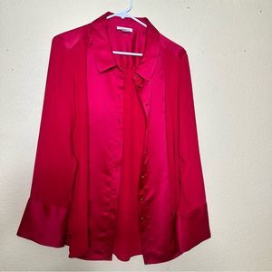 Calvin Klein Satin Long Sleeve Blouse, Women, XL